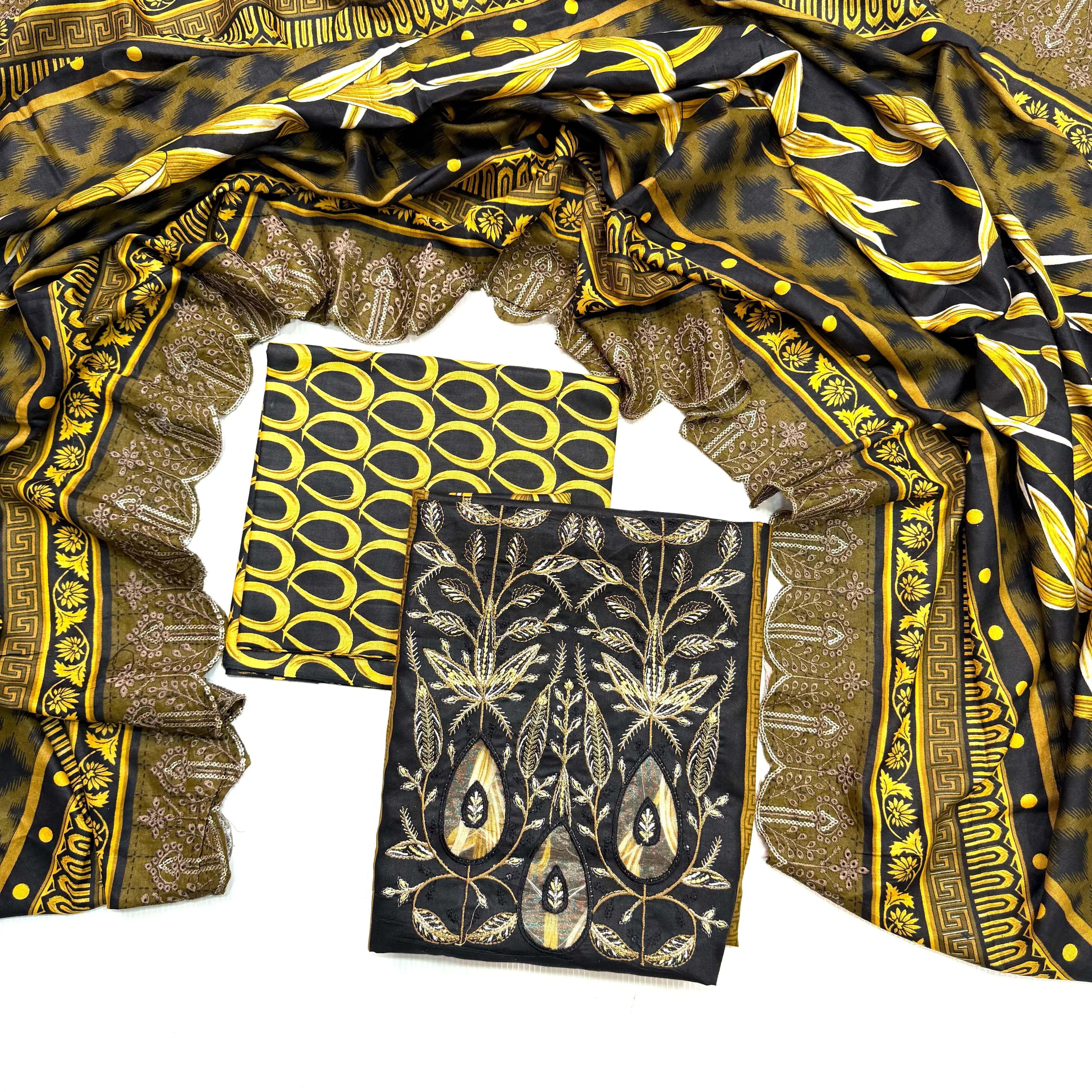 Bin Saeed Printed Embroidered 3PC Memon Clothes
